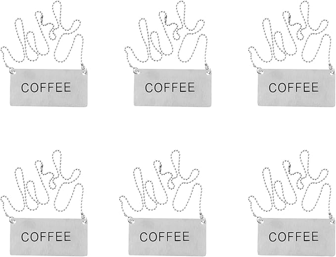 Restaurantware 26 Inches Chafer Urn Chain and 3.5 x 1.6 Inch "Coffee" Label - 12 Count - Met Lux Stainless Steel Chafing Dish Accessory, Durable, Easy to Use - Label for Catering, Buffet
