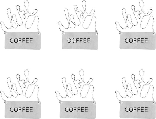 Restaurantware 26 Inches Chafer Urn Chain and 3.5 x 1.6 Inch "Coffee" Label - 12 Count - Met Lux Stainless Steel Chafing Dish Accessory, Durable, Easy to Use - Label for Catering, Buffet