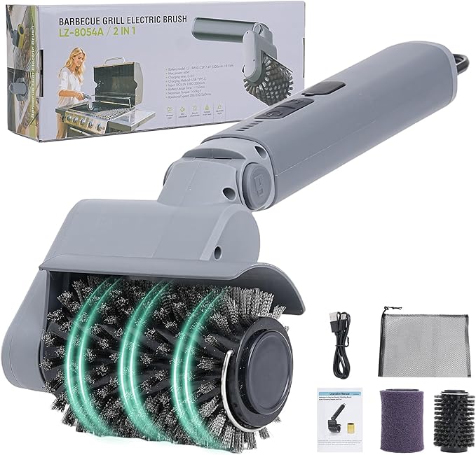 2026 Upgraded Electric Grill Brush, Stainless Steel BBQ Cleaner, 410 RPM High Torque Power Scrubber, 90-Min Runtime, Hot Grill Safe for Dad