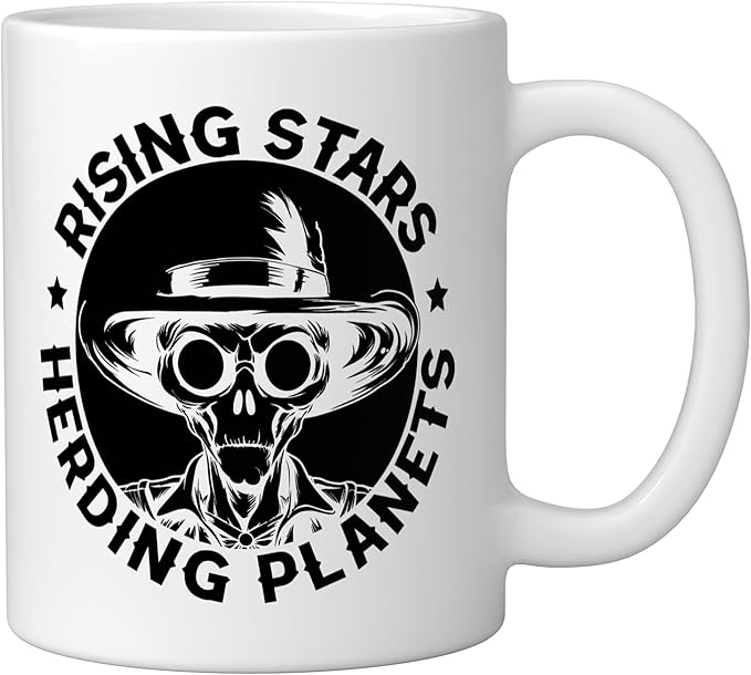 Alien Lover Flying Saucer UFO Extraterrestrial Cowboy Ceramic Mug, White