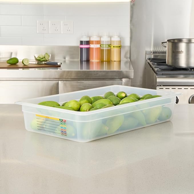 Restaurantware Food Storage Container 10 Pack of 20.7 x 12.6 x 3.9 Inches Plastic Stackable Storage Box White Reusable Label Container Dishwasher Safe For Restaurants And Kitchens