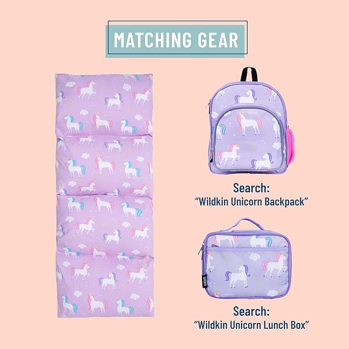 Wildkin Kids Pillowcase Lounger Cover – Travel-Friendly Sleepover Lounger, Fits Standard Pillows (Pillows Not Included), Soft Cotton Blend, Fun Patterns for Boys & Girls - Unicorns