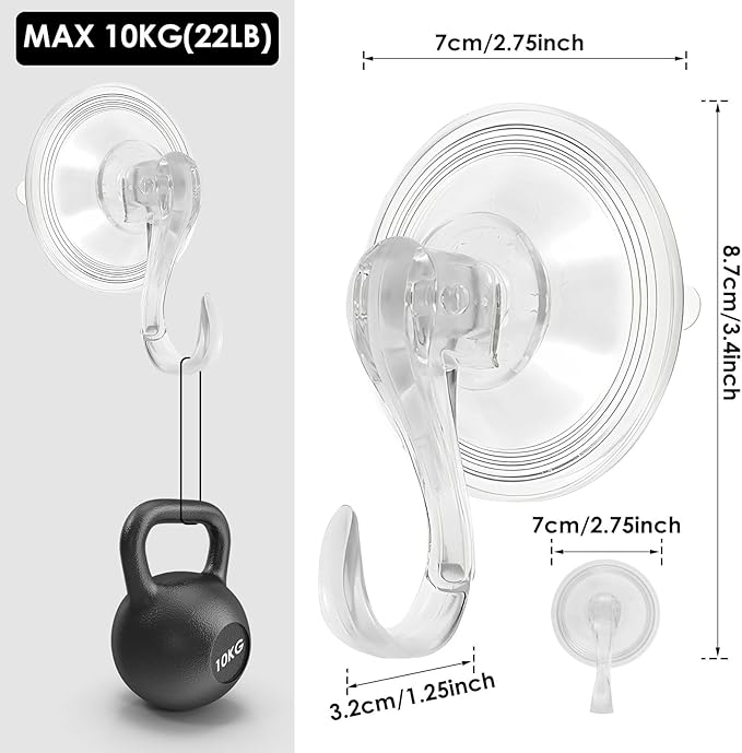 12Pcs Clear Wreath Hanger 22 LB Suction Cup Hooks Reusable Shower Suction Cup Hook Wall Window Bathroom Plastic Vacuum Hooks Wreath Holder for Glass Doors Christmas Decorations Wreath Lights Stockings