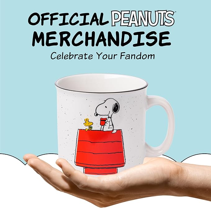 Silver Buffalo Peanuts Snoopy and Woodstock Get Cozy Ceramic Camper Mug, 20 Ounces