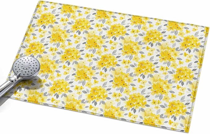 Area Rug 2x3ft, Summer Pastoral Yellow Flower Washable Rugs for Living Room Bedroom, Country Floral Leaf Theme Soft Non-Slip Area Rugs Rectangle Floor Carpet for Dining Room