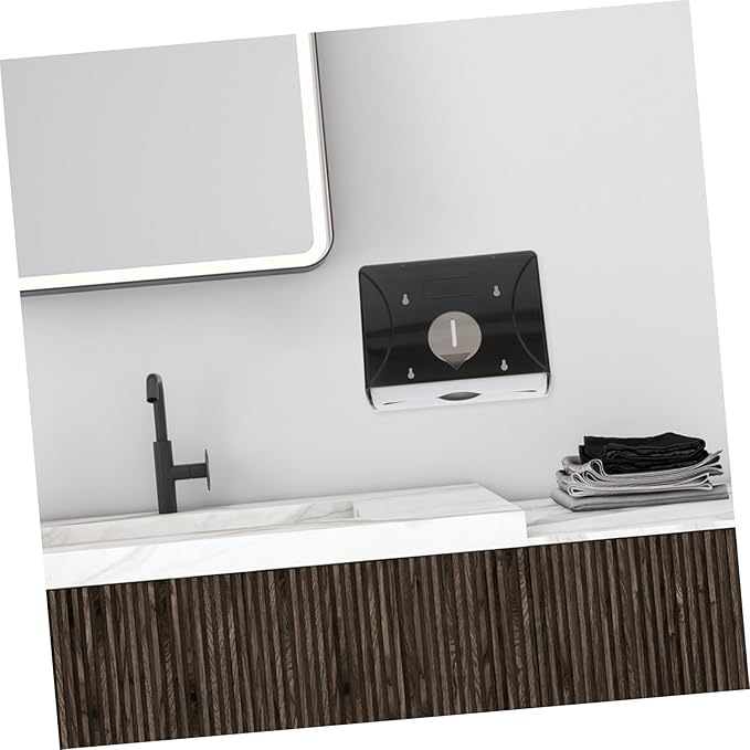 ERINGOGO Wall Mounted Paper Towel Dispenser Touchless Hand Towel Holder for Bathrooms and Kitchens Capacity Easy to Install Commercial Tissue Paper Holder Black