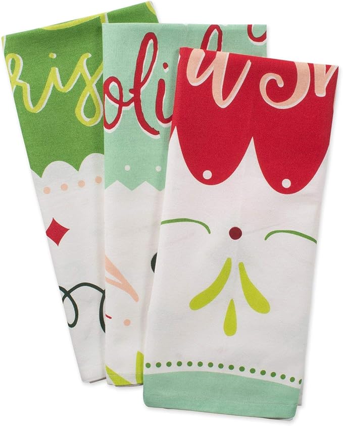 DII Holiday Kitchen Towel Set, Christmas Tea Towels for Baking, Cooking & Entertaining 18x28, Winter Wishes, 3 Piece