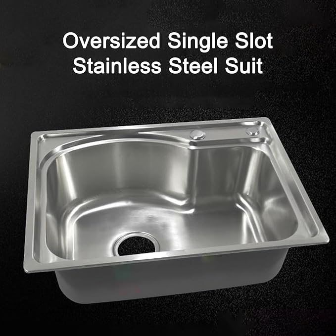 Stainless Steel Wall Mounted Commercial Restaurant Sink, Utility Sink Single Bowl with Drainer Unit and Tap, for Public Places, Restaurants, Schools, Kitchen,58x43cm-Single Cold Water f
