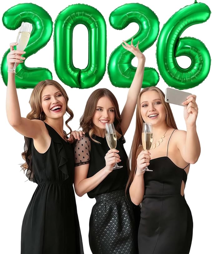 Green 2026 Balloons, 40 Inch 2026 Number Balloon Foil New Year Balloon Numbers for New Years Eve Party Graduation Party Decoration