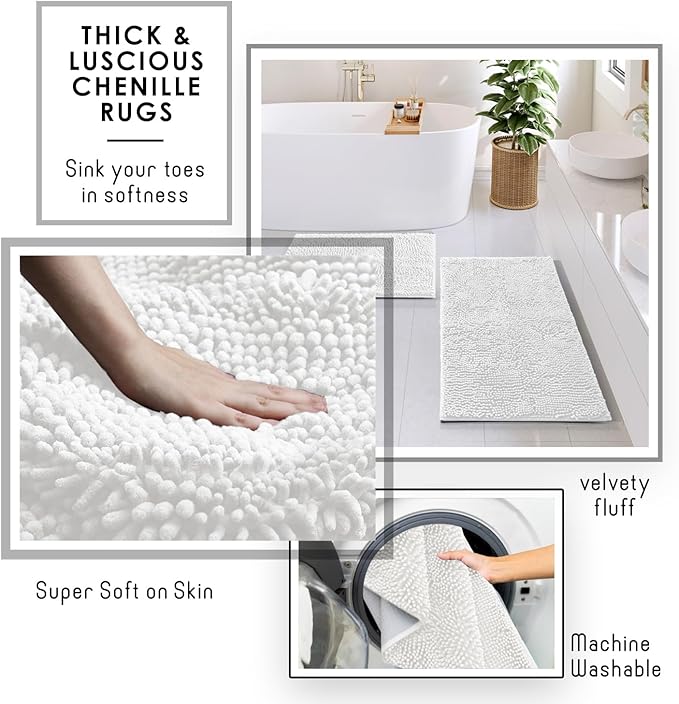Clara Clark White Bathroom Set - Bathroom Sets with Shower Curtain and Rugs, 21PC Bathroom Accessory Set, Shower Curtain Set with Soap Dispenser & Toothbrush Holder