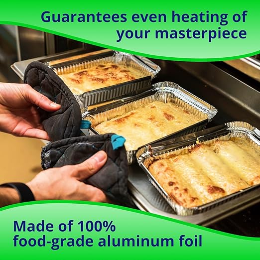 IDL Packaging Half-Size Aluminum Steam Table Pans with Lids - Shallow, 13" x 11" x 1.5" (Pack of 5) - Disposable Foil Pan for Grilling, Roasting, BBQ, Cooking, Baking, Freezing