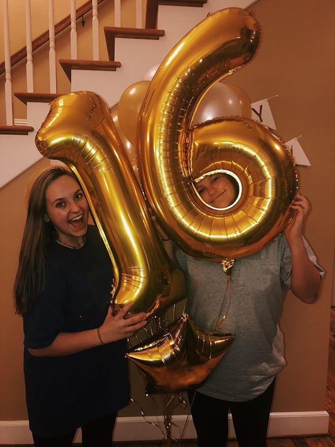 40 Inch Number Balloons, Large Gold Number 13 Balloon Party Decorations for 1 3 31 Birthday Memorial Day, Foil Balloon for Outdoor & Indoor Wedding Supplies