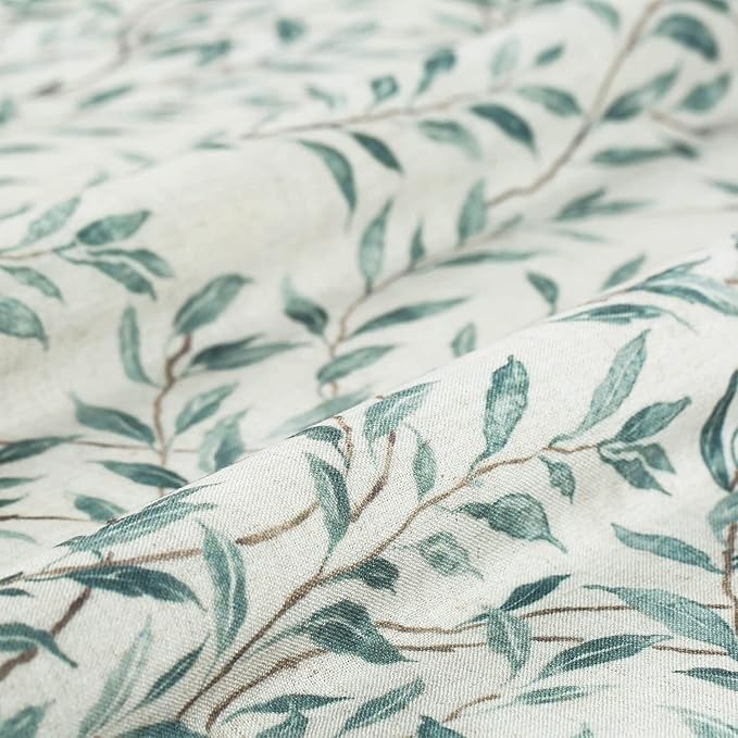 VOGOL Natural Curtains & Drapes for Living Room, 54 Inch Length Lovely Leaves Pattern Window Treatment, Rod Pocket Top for Living Room Bedroom Kitchen, 42 x 54 Inch, 2 Panels
