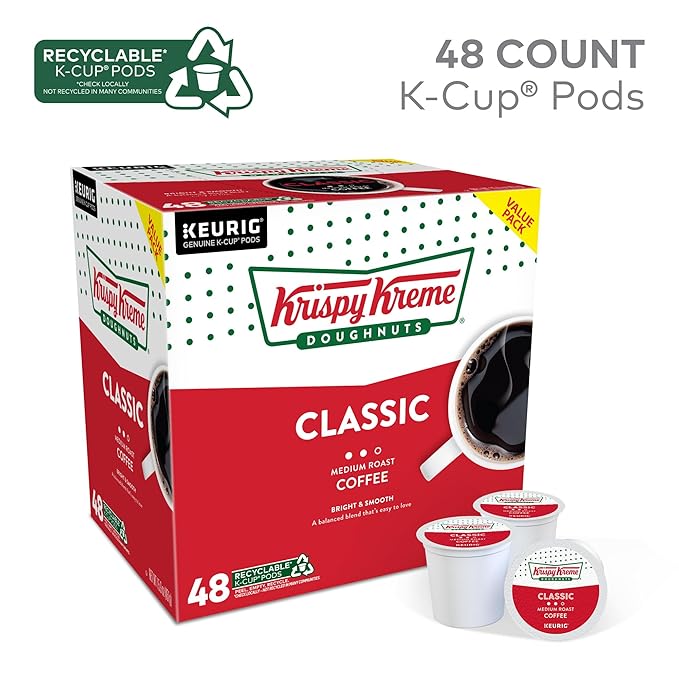 Krispy Kreme Doughnuts Classic, Keurig Single Serve K-Cup Pods, Medium Roast Coffee 48 Count