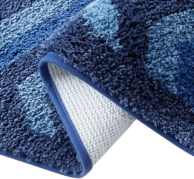 Clara Clark Bathroom Accessories Set - 23PC Shower Curtain Set with Bathroom Trash Can, Navy Bathroom Set, Bathroom Sets with Shower Curtain and Navy Rugs