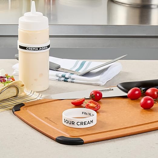 Restaurantware Silicone Squeeze Bottle Band 10 Count 2.75 Inch Dishwasher Safe Condiment Identification Band, Sour Cream White Non-Slip Label Band for Condiment Labeling at Restaurants, Food Trucks