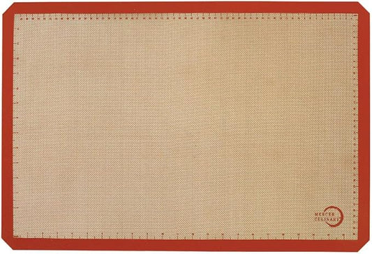 Mercer Culinary Silicone Bake Mat, Full Size, 16.5-Inch x 24.5-Inch, Orange border