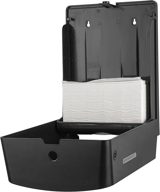 EZbrnd Wall Mount MULTIFOLD Paper Towel Dispenser for Kitchen/Bathroom/Office/RV/Airbnb, Black, 3300B-EZ