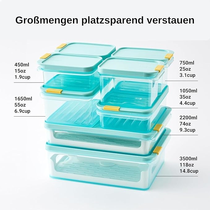 LocknLock Freezer Fit Plastic Freezer Containers | Airtight Stackable Food Storage for Meal Prep | Microwave & Dishwasher Safe | BPA Free Freezer Container with Lid, 1.05L