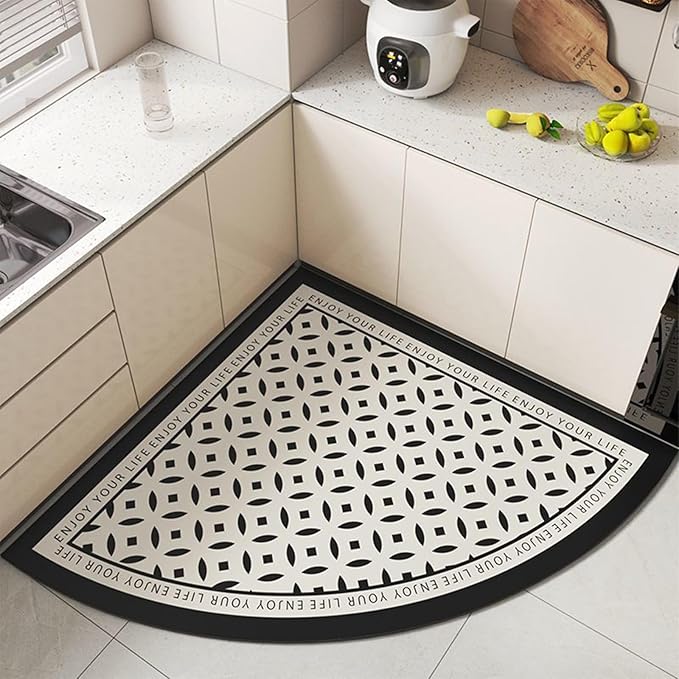 Modern Abstract Boho Kitchen Rug, Absorbent Runner Comfort Standing Mats, Washable for Hallway Laundry Holiday Decor(White C,100 * 100cm)