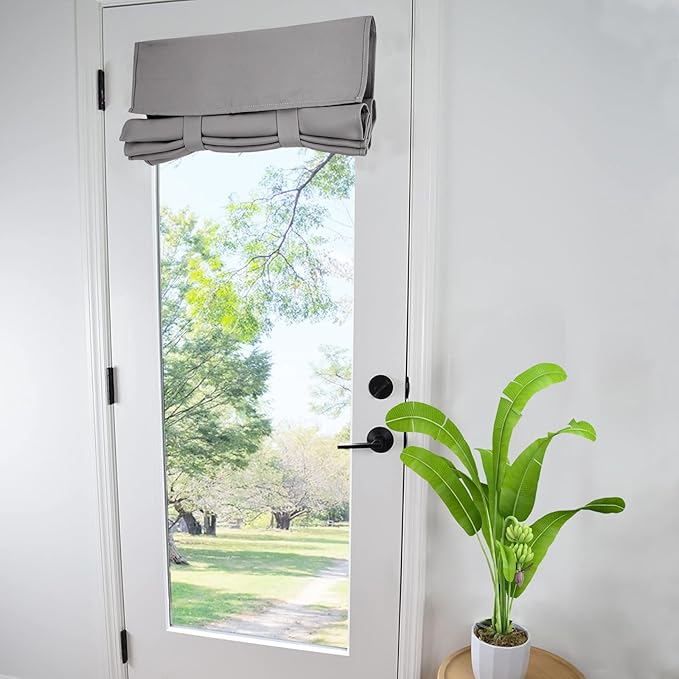 WdFour French Door Curtains with Silky Feel Thermal Insulated Noise Reducing Blackout Curtains for Glass Door Office (25W x 80L, 1 Panel, Light Gray)