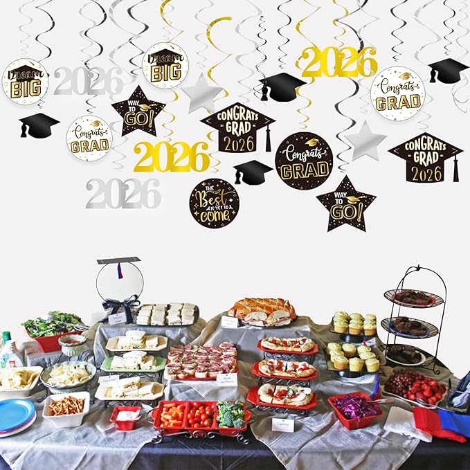 GOER 30 Pcs 2026 Graduation Party Supplies,Hanging Swirls for Graduation Party Decorations
