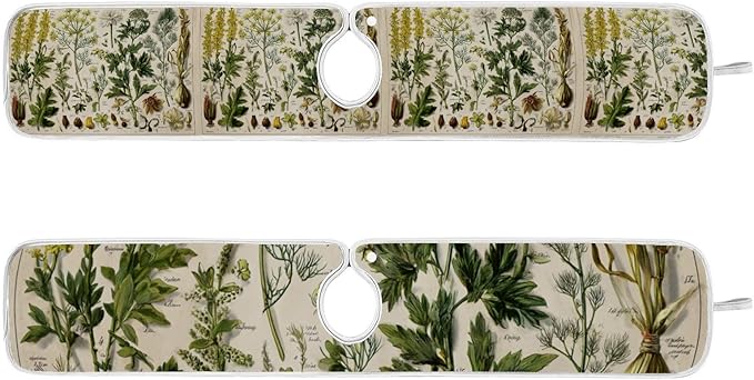 Kitchen Faucet Absorbent Mat, Antique Botanical Water Splash Guard for Sink, Faucet Drip Catcher Thicken Sponge Microfiber Faucet Water Catcher Mat Sink Absorbent Mat for Kitchen 14x5in 2 Pack