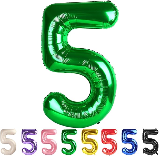 5 Balloon Number Dark Green Party Decorations for Girl Boys, 40 In Big Five Balloons for Engagement, Wedding, Celebration Party, Graduations, Photo Shoot