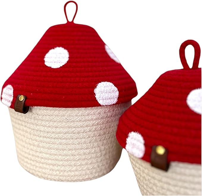 Handmade Mushroom Storage Set–Decorative,Functional Storage for Bathroom,Home Décor,Perfect Gift (3-Piece Handmade Mushroom Storage Set – Functional and Decorative Organization for Home and Bathroom)