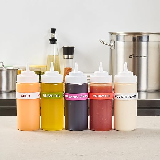 Restaurantware Silicone Squeeze Bottle Band 10 Count 2.75 Inch Dishwasher Safe Condiment Identification Band, Balsamic Vinegar Purple Non-Slip Band for Condiment Labeling at Restaurants, Food Trucks