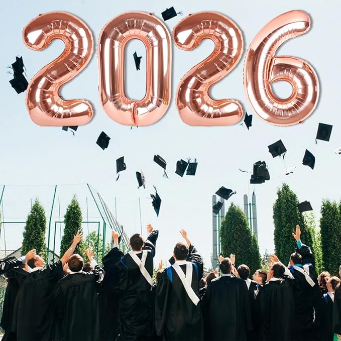 2026 Number Balloons, 2026 Decorations New Years, Rose Gold 40 Inch Balloon for New Years Eve Decorations & Graduation Decoration Party Supplies, 2 6 20 26 Birthday Parties