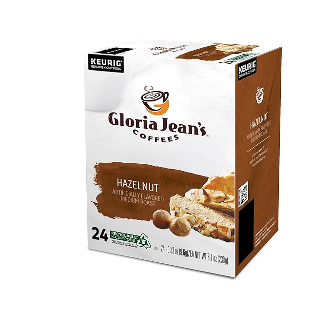 Gloria Jean's Coffees Hazelnut, Single-Serve Keurig K-Cup Pods, Flavored Medium Roast Coffee, 96 Count