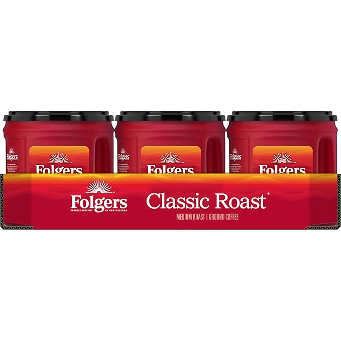 Folgers Classic Roast Ground Coffee, Medium Roast, 25.9 Oz. Canister (Pack of 6)