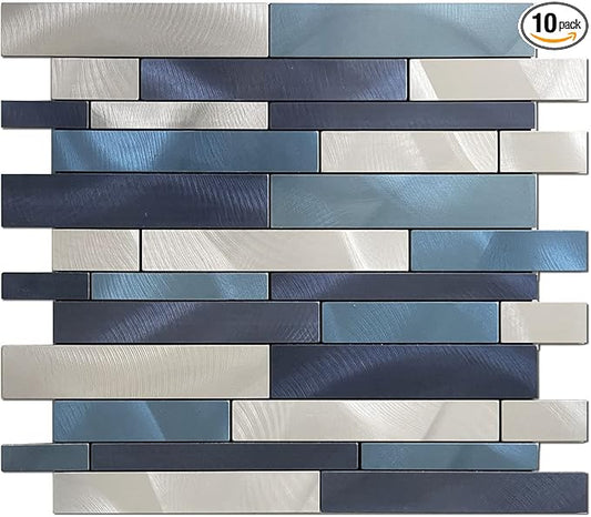 Weimeisc 10 Sheets Peel and Stick Backsplash Tile for Kitchen, Self-Adhesive Mosaic Tile, Stick on Bathroom Vanities，Fireplace Décor, Laundry Table(11.25" X 12.7") (Blue Series)