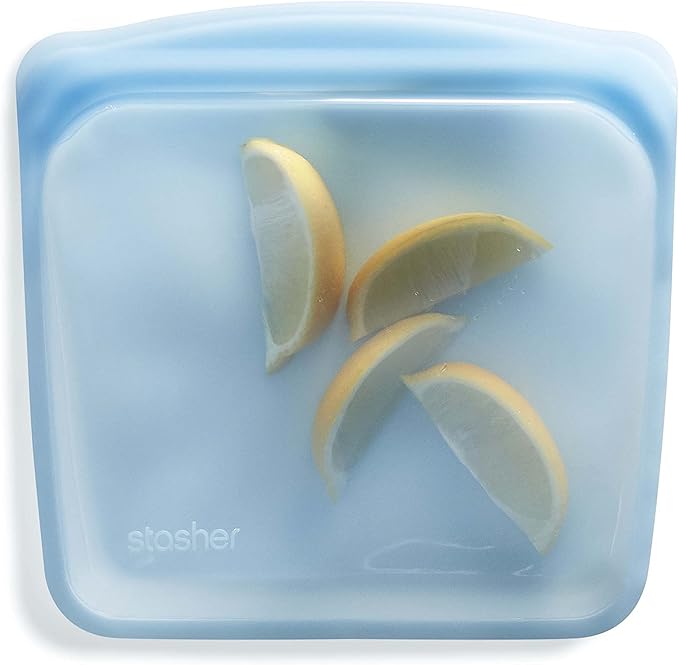 Stasher Silicone Reusable Storage Bag, Sandwich Bag, Reusable Freezer Bags, Microwave, Dishwasher, Oven Safe, Sous Vide, Lunch Container, Eco Friendly, Leak-free, Food Storage Bags, 28 oz, Blue | Reusable Food Bag