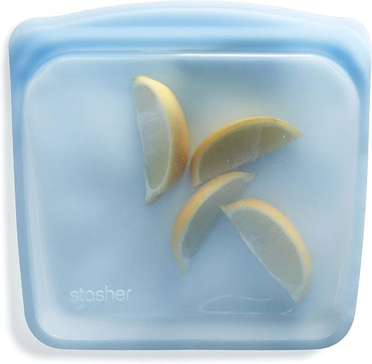 Stasher Silicone Reusable Storage Bag, Sandwich Bag, Reusable Freezer Bags, Microwave, Dishwasher, Oven Safe, Sous Vide, Lunch Container, Eco Friendly, Leak-free, Food Storage Bags, 28 oz, Blue | Reusable Food Bag
