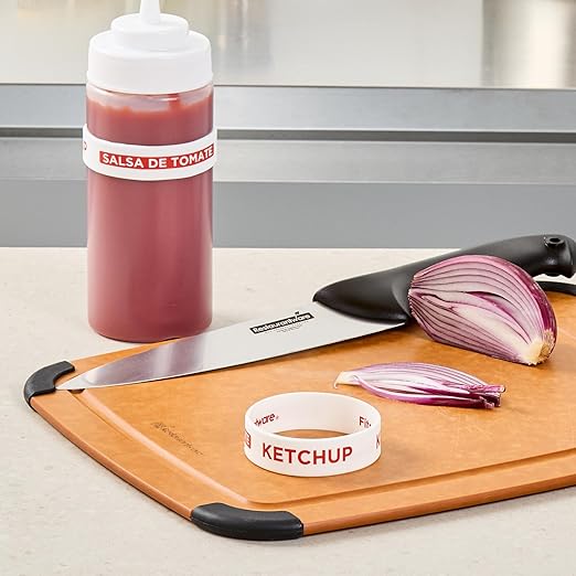 Restaurantware Silicone Squeeze Bottle Band 10 Count 2.75 Inch Dishwasher Safe Condiment Identification Band, Ketchup White Non-Slip Label Band for Condiment Labeling at Restaurants, Food Trucks
