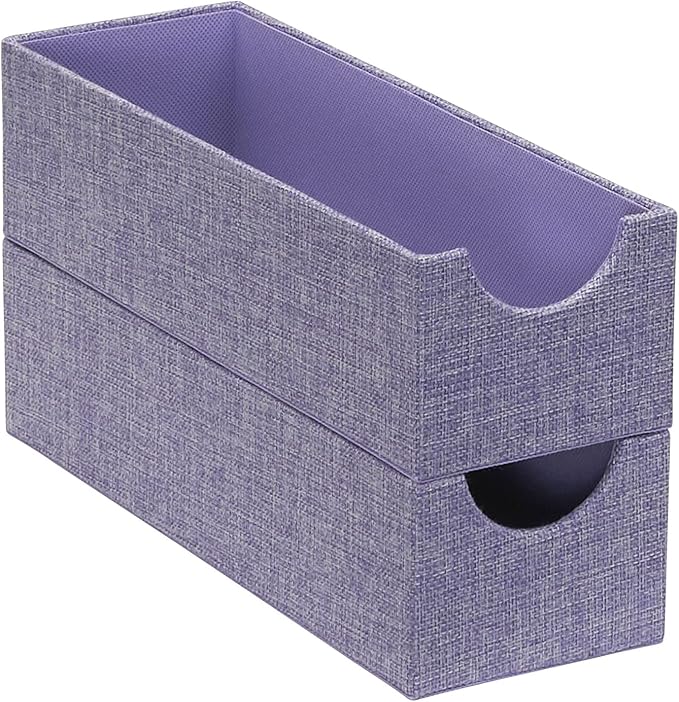 Household Essentials 2-Pack of Drawer Organizers, Sturdy Chipboard With Soft Polyester Cover, Handy and Fashionable Organization Solution, 3” H x 4” W x 12” D, Iris