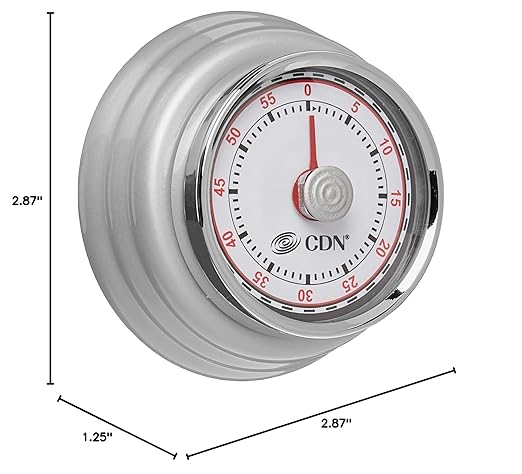 CDN Compact 60 Min Mechanical Timer-Silver, Silver