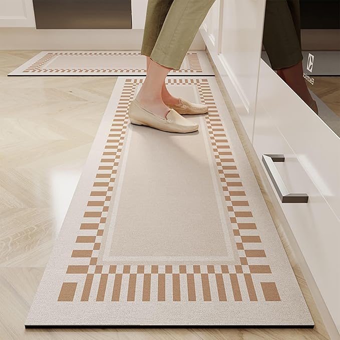Modern Abstract Kitchen Floor Rugs, Cushioned Anti Fatigue Entryway Mats, Waterproof Runner for Bedroom Sink Office(Pink,40 * 60cm)