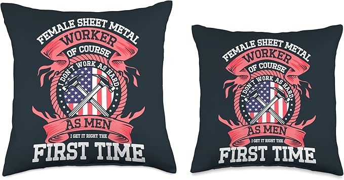 Union Sheet Metal Worker Female Sheet Metal Worker Throw Pillow