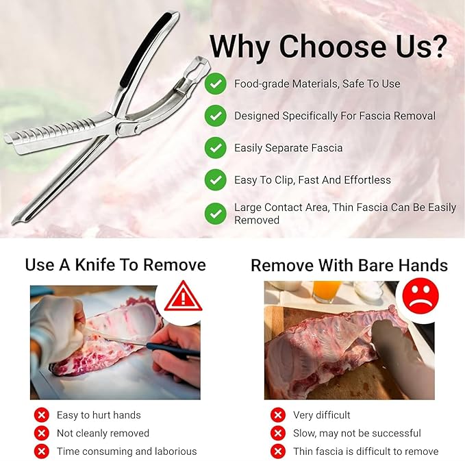 Rib Membrane Removal Tool,Stainless Steel Rib Prep Tool Membrane Remover,Ergonomic Rib Skinner for BBQ Accessories,Kitchen Gadgets Utensils for Grill Set,Dishwasher Grilling Accessories (2 Sets)