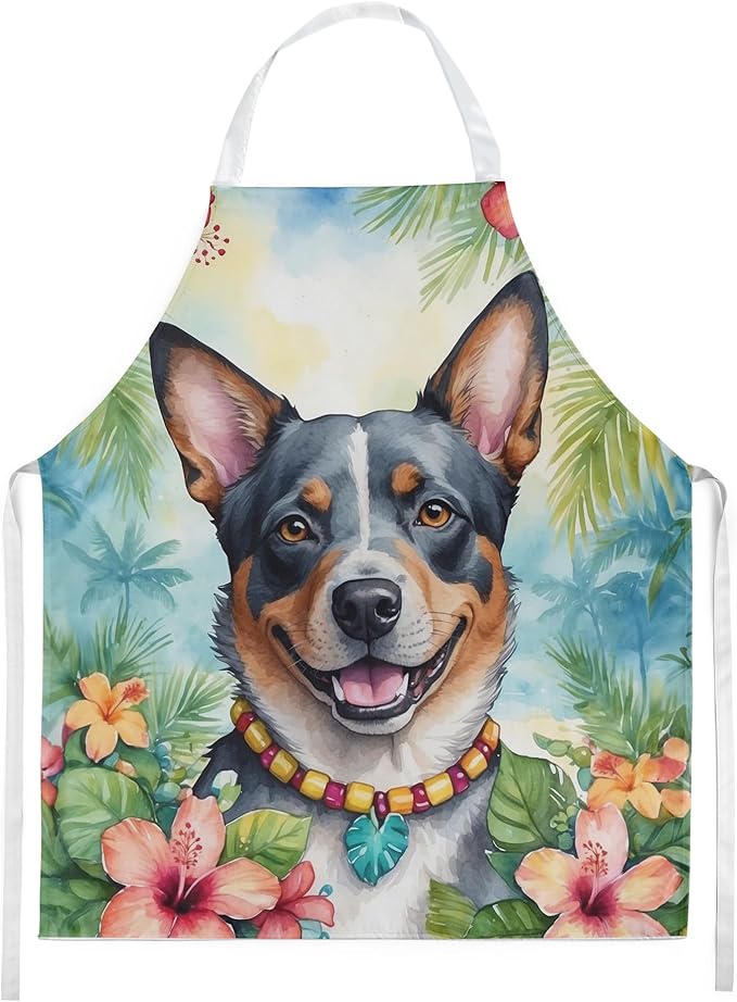 Caroline's Treasures Australian Cattle Dog Luau Apron Cooking Kitchen Server Baking Crafts Gardening for Adult Women Men, Unisex, Large, Multicolor