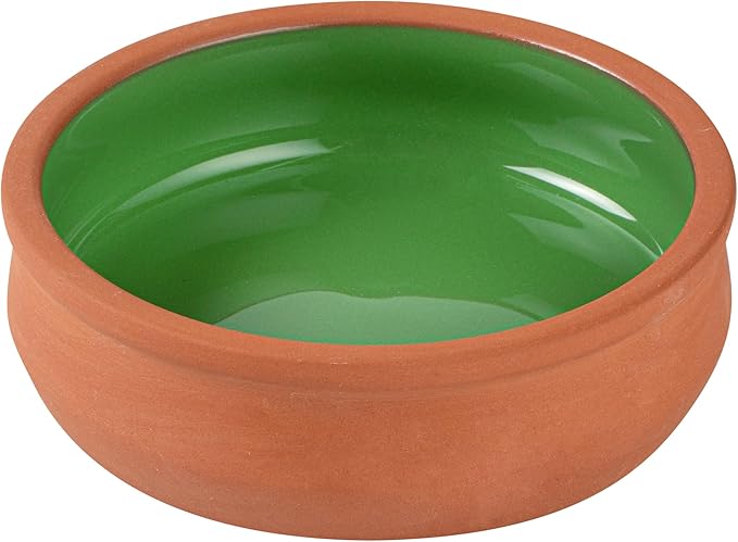 Restaurantware-Terra Tek 8.5 Ounce Terracotta Cazuelas, 2 Green Glazed Clay Pots For Cooking - Oven-Ready, Microwavable, Terracotta Serving Pots, Dishwashable, For Cooking And Serving