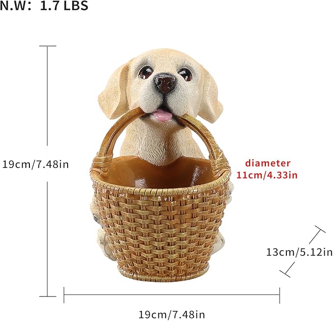 Cute Labrador Candy Bowl, Resin Dog Figurine Key Bowl for Entryway Table, Desktop Storage Basket Organizer for Desk, Unique Dog Lover Gift
