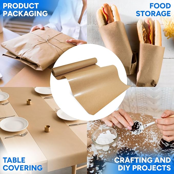 18" x 1200" (100') Made in USA Brown Freezer Paper Roll – Moisture-Resistant Wrap, Prevents Freezer Burn, Keeps Meat Fresh for up to 1 year – Plastic Coated Paper for Meat, Fish, and Poultry