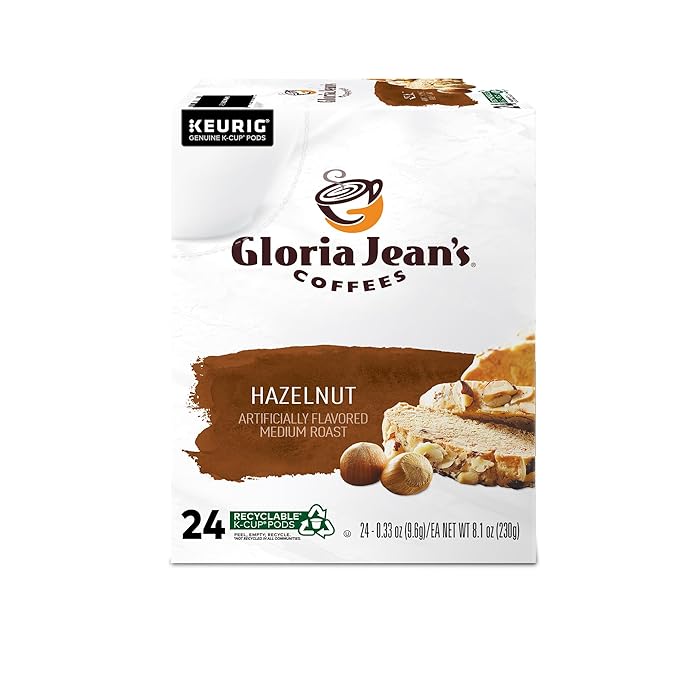 Gloria Jean's Coffees Hazelnut, Single-Serve Keurig K-Cup Pods, Flavored Medium Roast Coffee, 96 Count