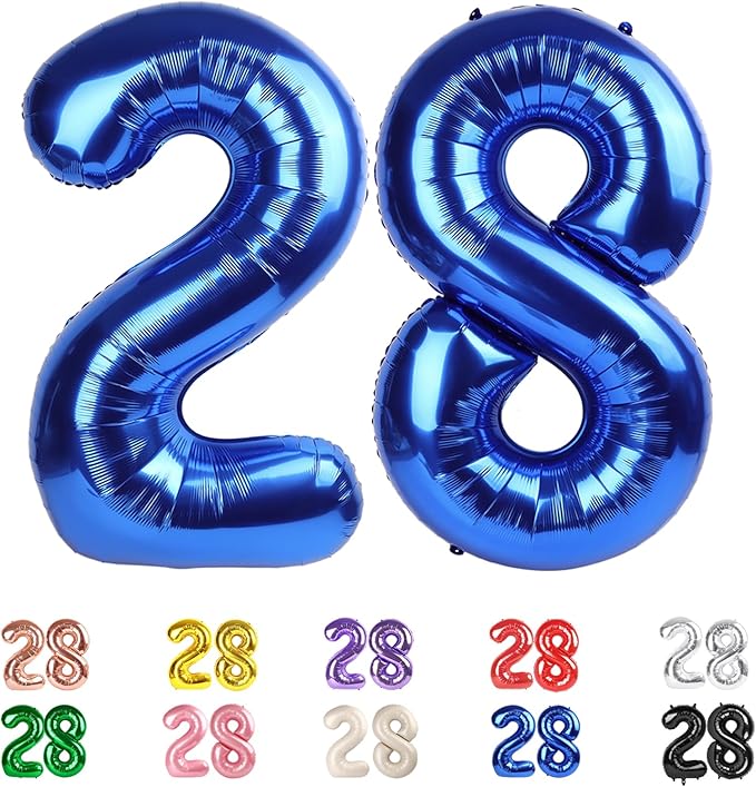 Numbers 28 Balloons, 40 In Big 28 Balloons, 28th Dark Blue Party Decorations for Girl Boys Wedding, Engagement, Celebration Party, Graduations, Photo Shoot