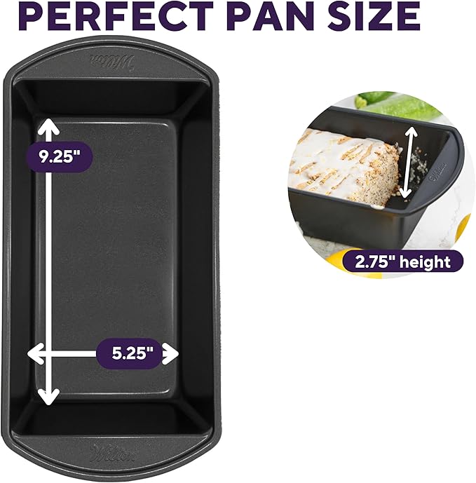 Wilton Gold Non-Stick Bakeware Large Loaf Pan - Baking Pan for Breads, Pound Cake & More - Even Heat Distribution & Extended Handles - Made Without PFAS - 9.25 x 5.25 x 2.75 Inch
