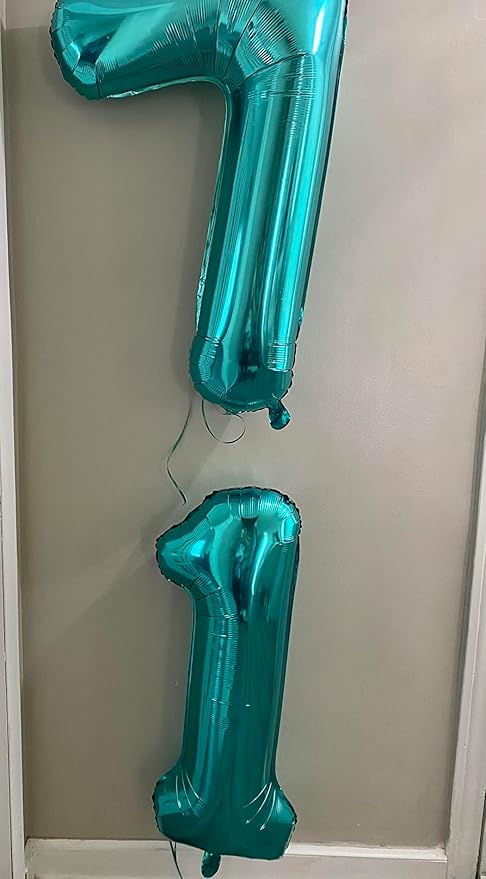 Number 7 Balloons 40 In Birthday Party Decorations Large Foil Mylar Blue Green Balloons for 17 27 Men Women Wedding, Celebration, Graduations